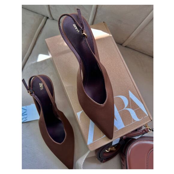 ZARA Brown Pointed Toe Heels NWT - Picture 10 of 16